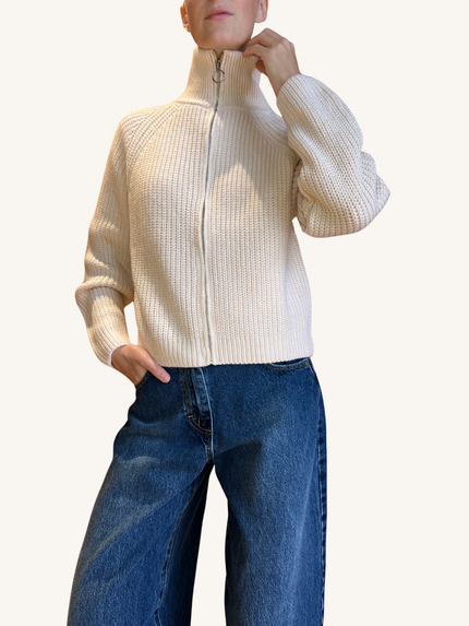 CARDIGAN CAMIONISTA ZIP PANNA
