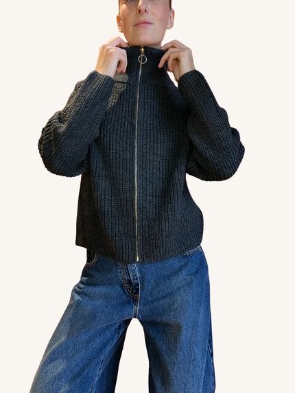 CARDIGAN CAMIONISTA ZIP ANTRACITE