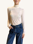 MAGLIA CASHMERE COLLO ALTO BURRO