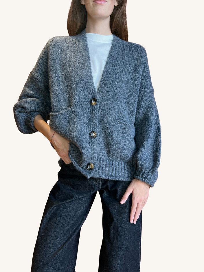 CARDIGAN CON TASCHE GRIGIO