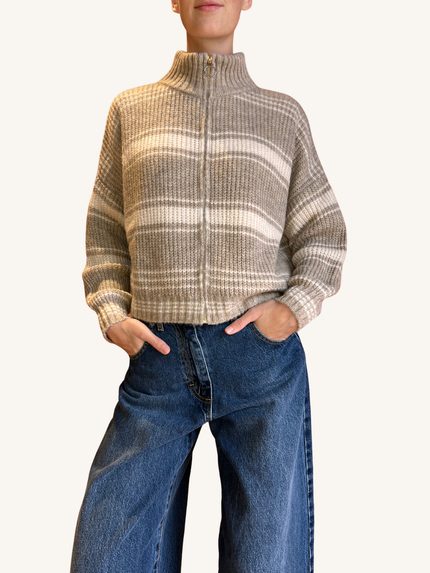 CARDIGAN CAMIONISTA ZIP RIGATO