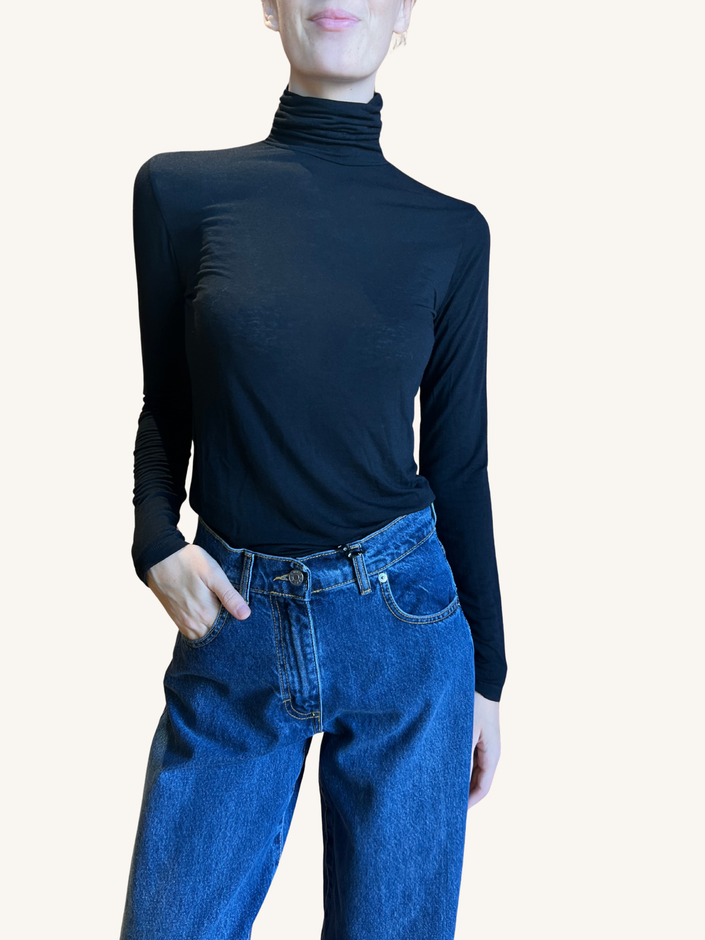 MAGLIA CASHMERE COLLO ALTO NERO