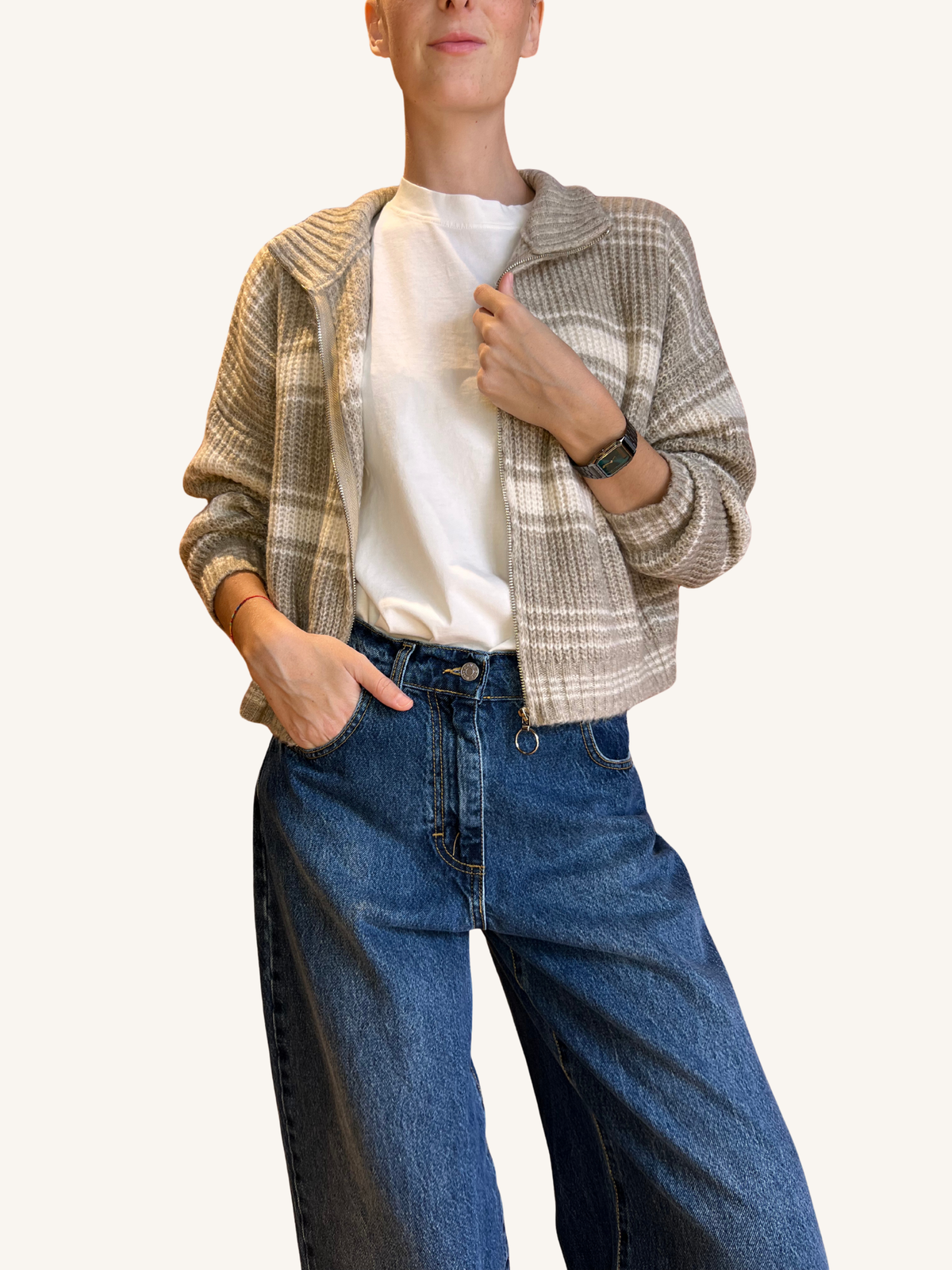 CARDIGAN CAMIONISTA ZIP RIGATO