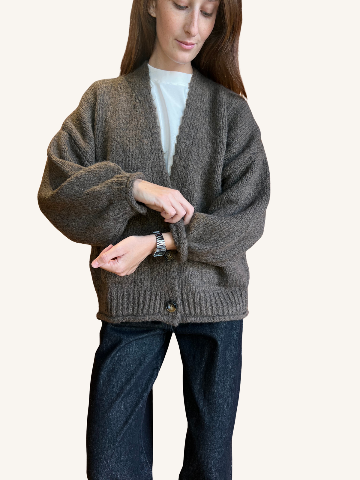 CARDIGAN CON TASCHE TORTORA