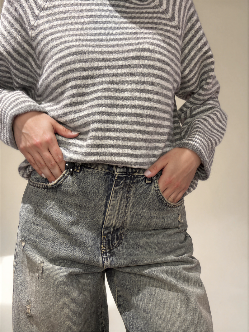 MAGLIA RIGATA HAVEONE GRIGIO/PERLA