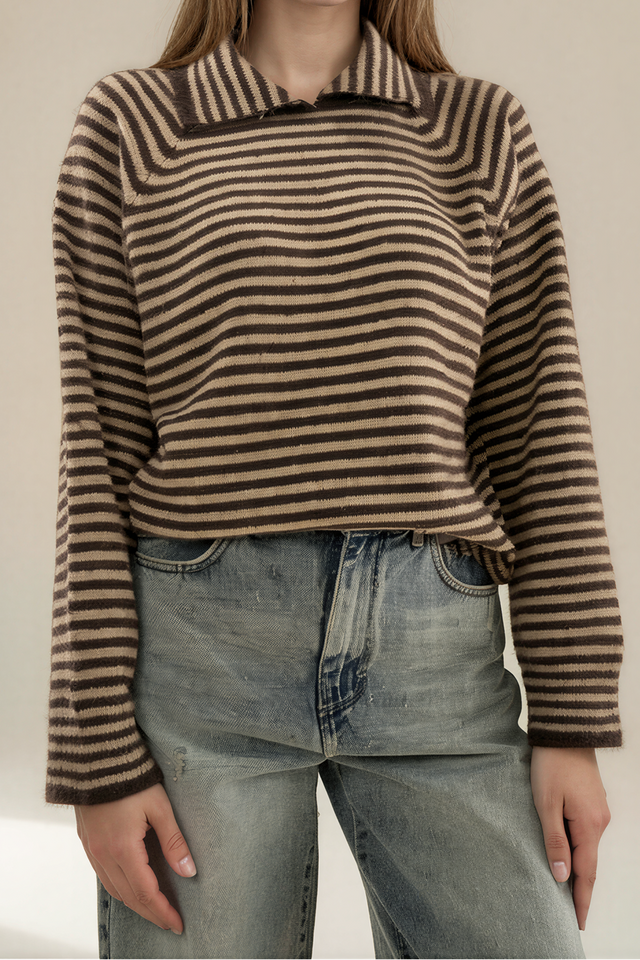 MAGLIA RIGATA HAVEONE MORO/BEIGE