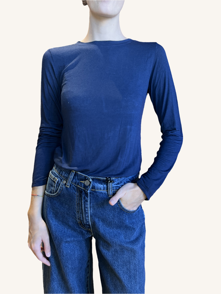 MAGLIA CASHMERE GIROCOLLO BLU