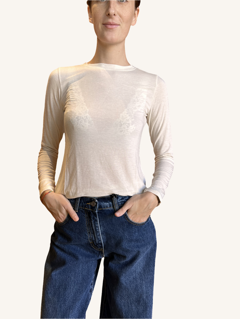 MAGLIA CASHMERE GIROCOLLO BURRO