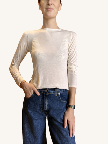MAGLIA CASHMERE GIROCOLLO BURRO