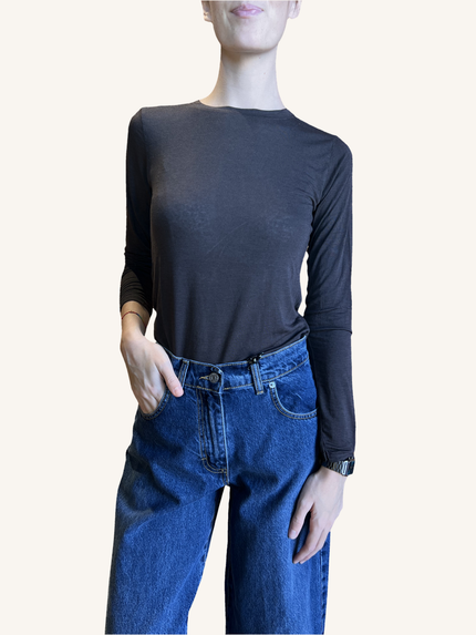 MAGLIA CASHMERE GIROCOLLO MORO