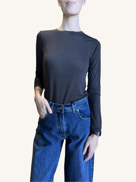 MAGLIA CASHMERE GIROCOLLO MORO