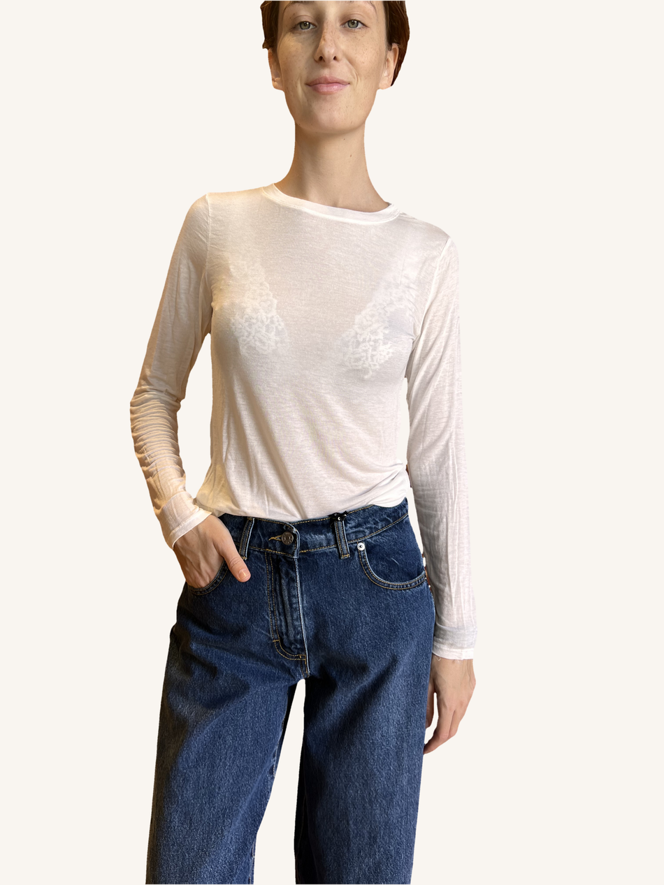 MAGLIA CASHMERE GIROCOLLO PANNA