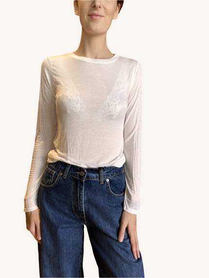 MAGLIA CASHMERE GIROCOLLO PANNA