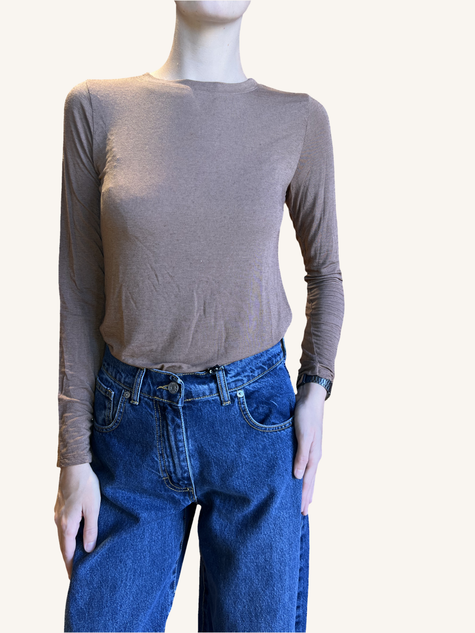 MAGLIA CASHMERE GIROCOLLO TABACCO