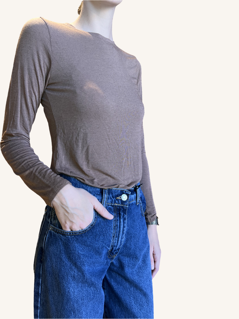 MAGLIA CASHMERE GIROCOLLO TABACCO