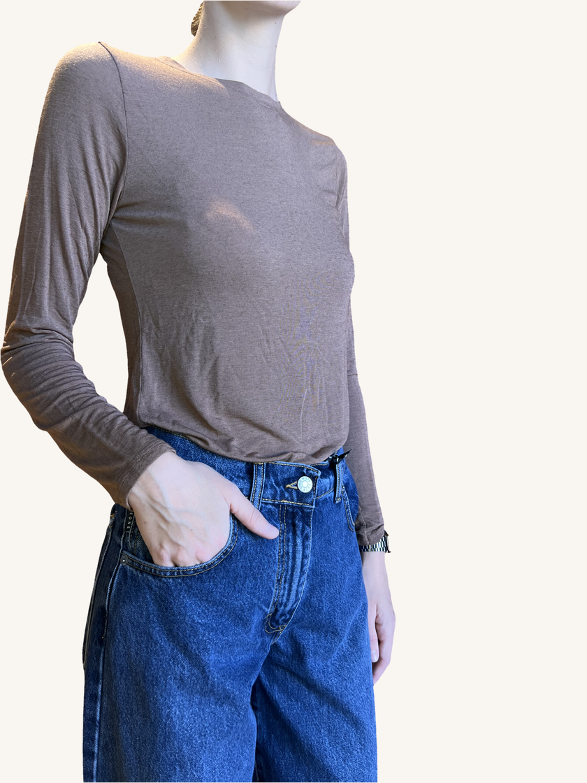 MAGLIA CASHMERE GIROCOLLO TABACCO