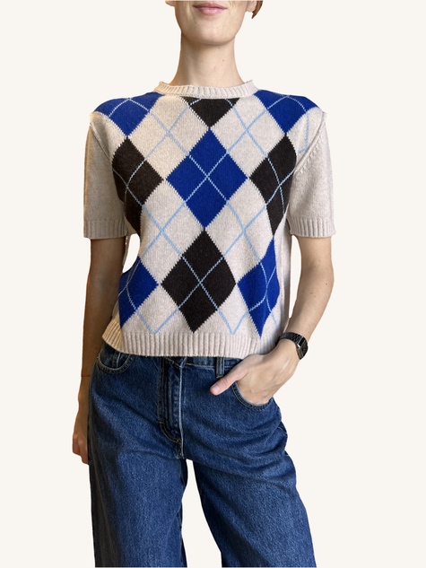 MAGLIONE MANICA CORTA A ROMBI