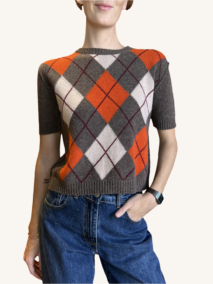 MAGLIONE MANICA CORTA A ROMBI