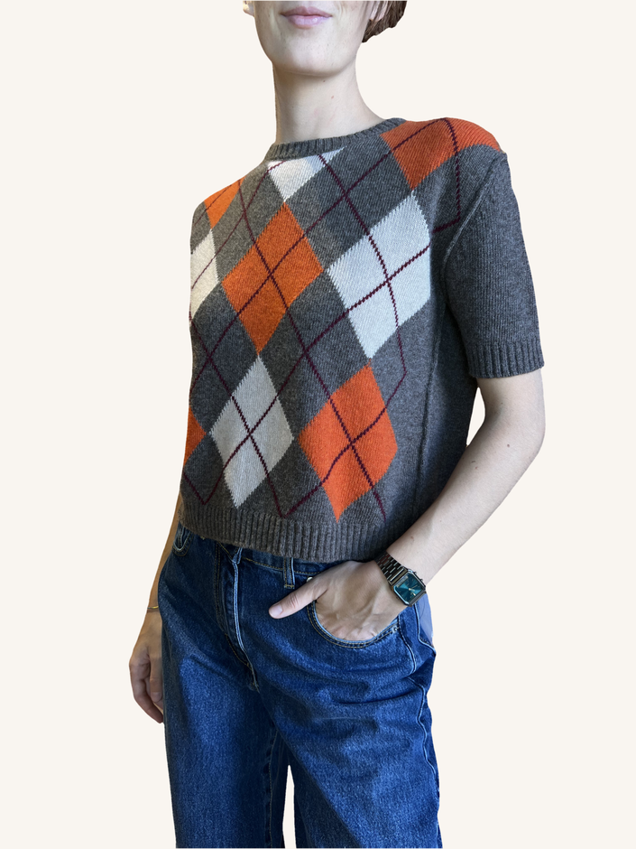 MAGLIONE MANICA CORTA A ROMBI